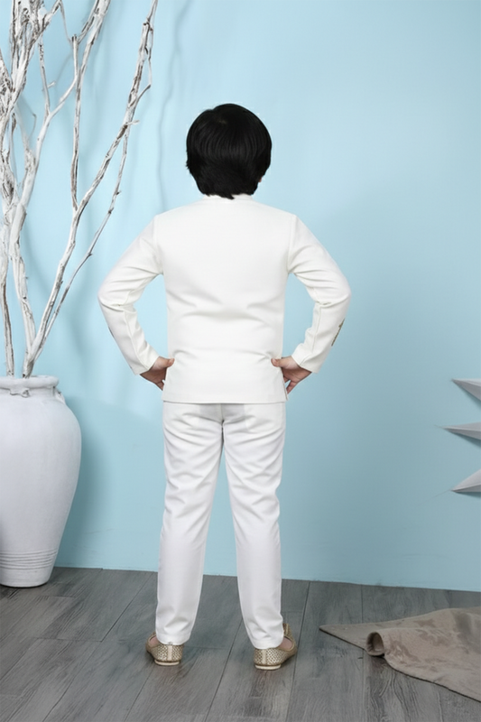 Gota applique white sherwani with pant