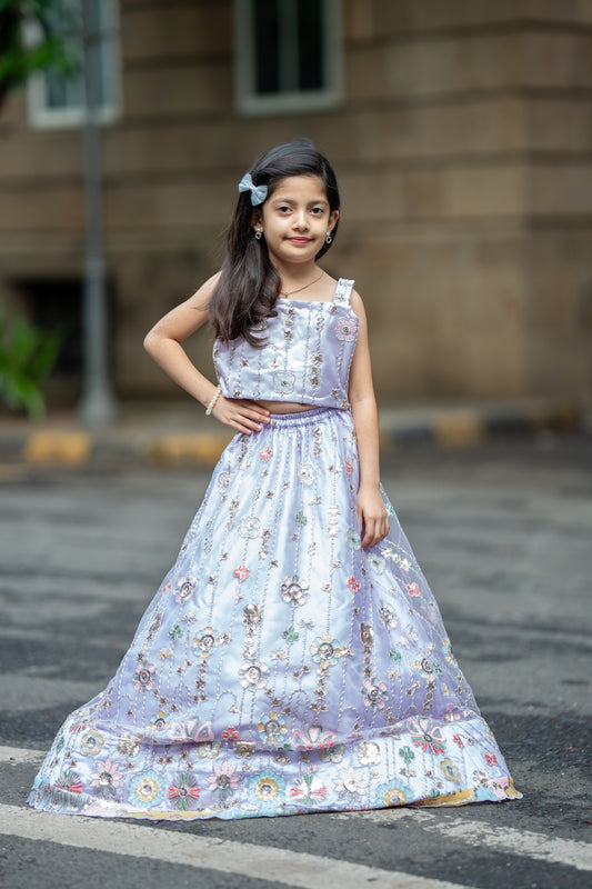 Lavender bloom lehnga set
