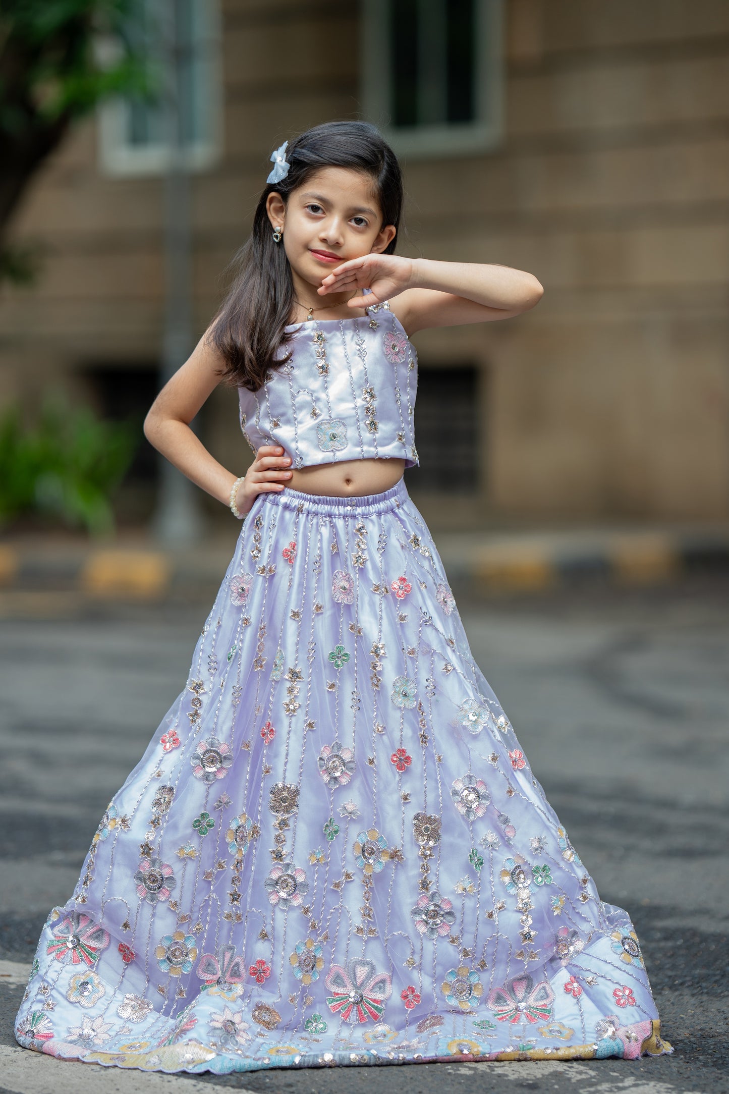Lavender bloom lehnga set