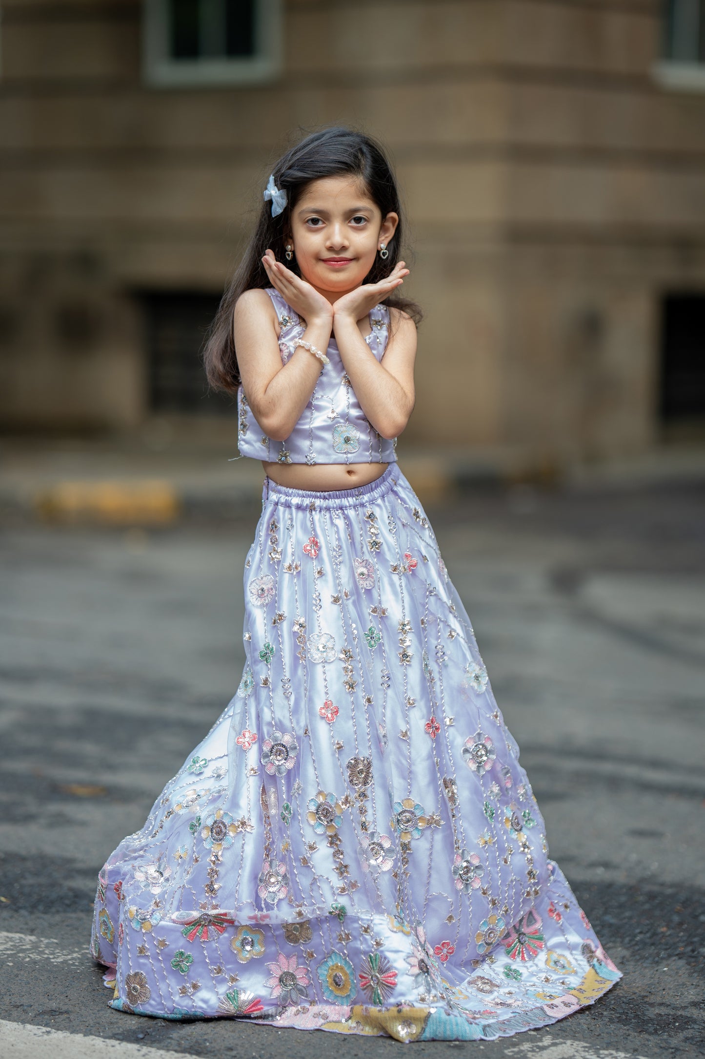 Lavender bloom lehnga set