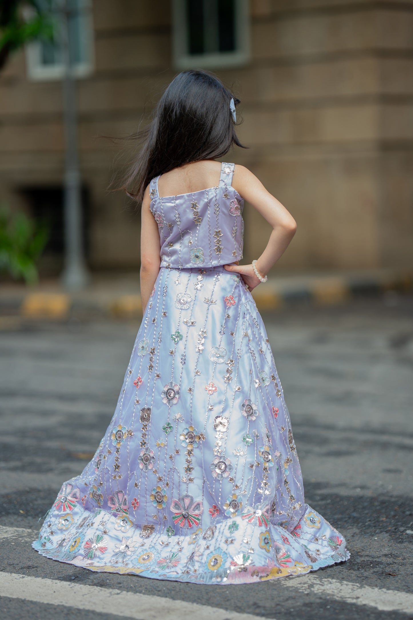 Lavender bloom lehnga set