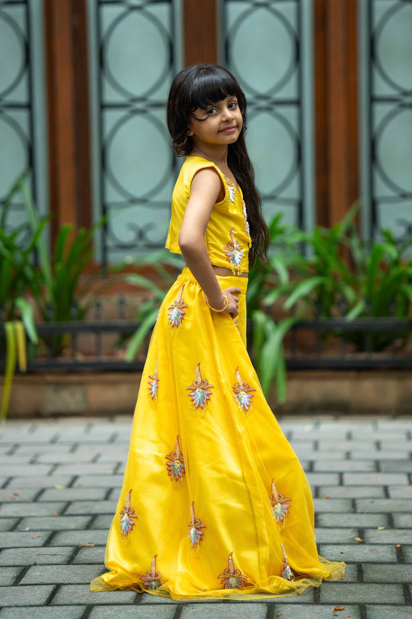 Golden blossom lehnga set