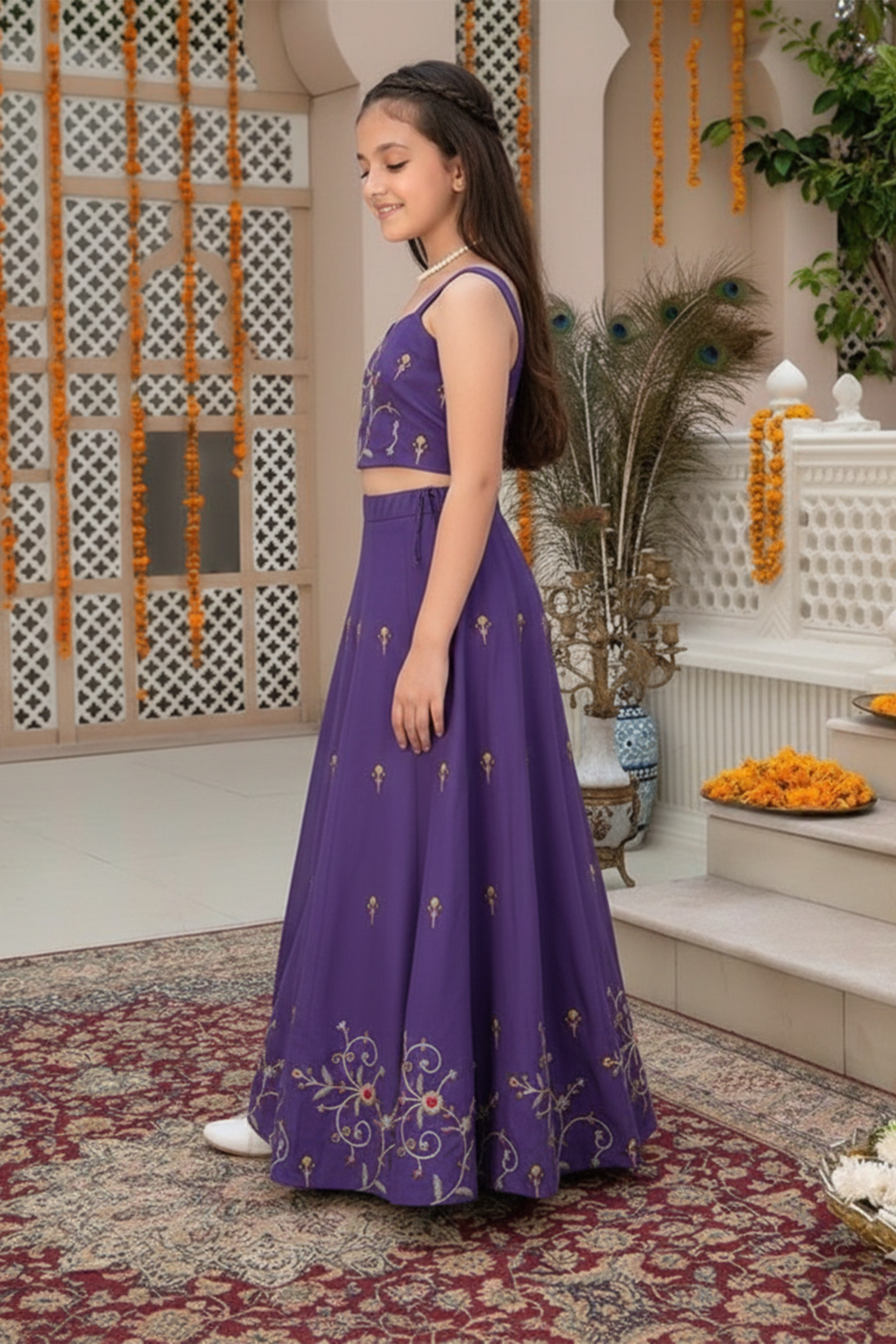 Purple harmony embroidery lehenga set