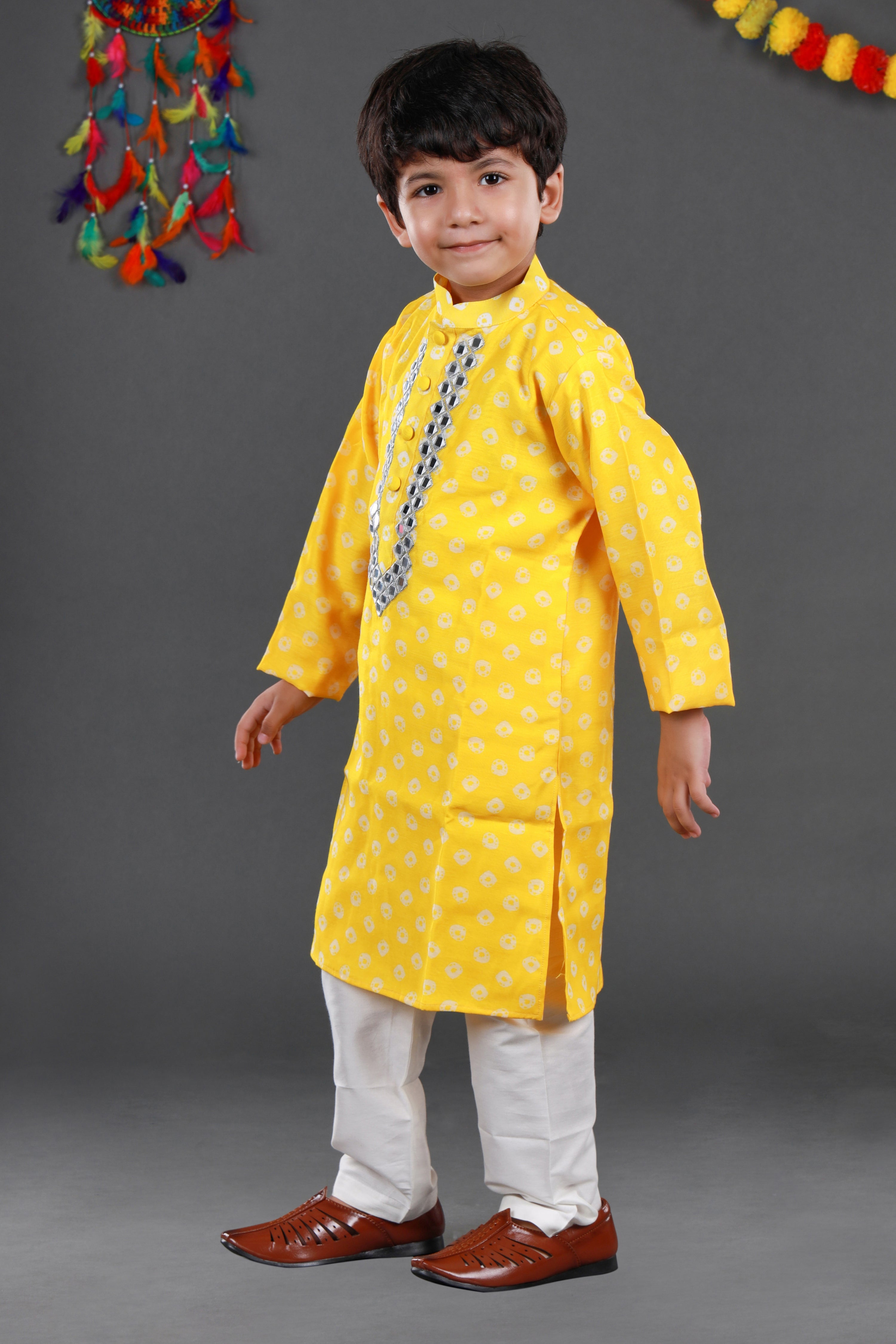 Mirror work chanderi kurta&dhoti set