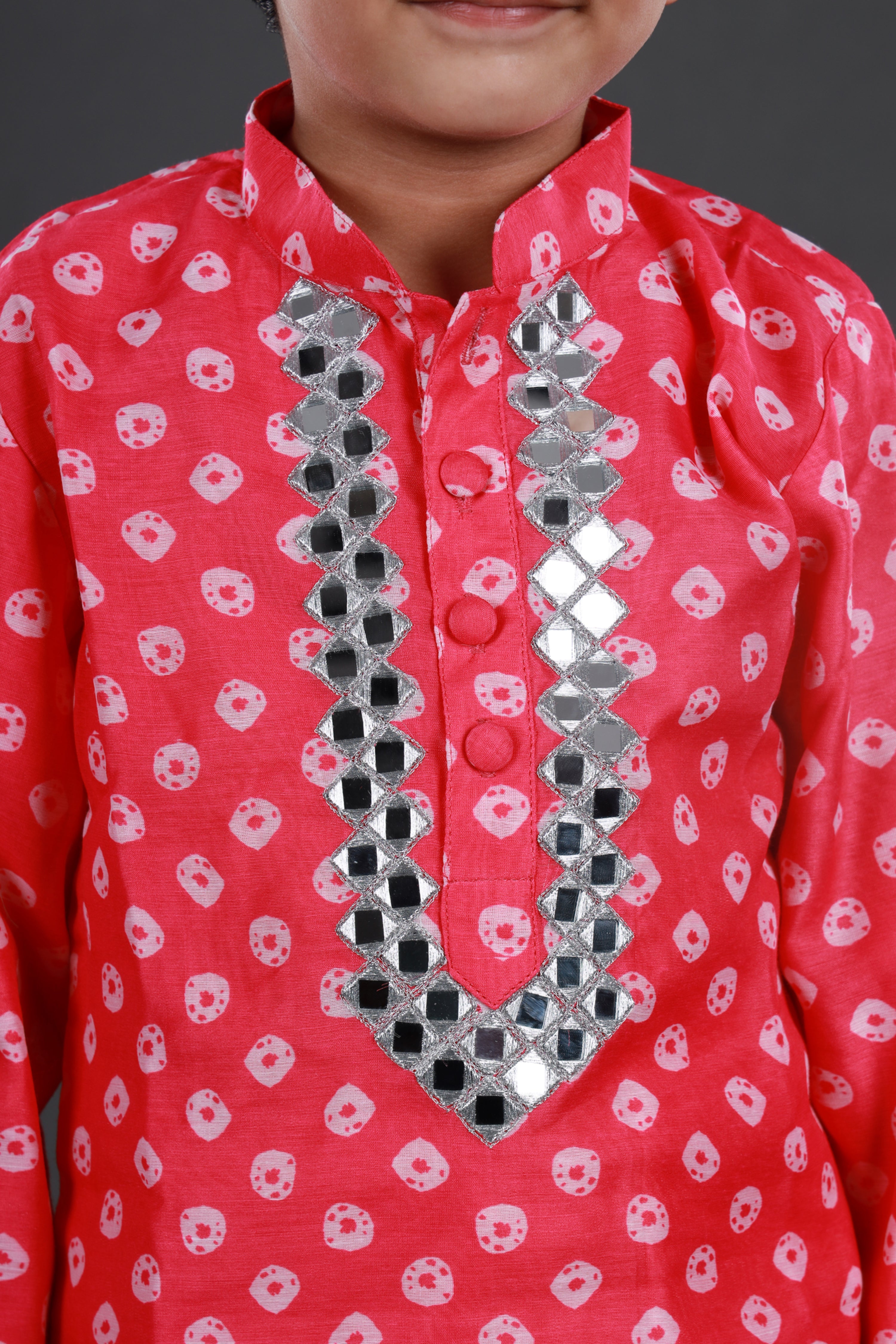 Mirror work chanderi kurta&dhoti set