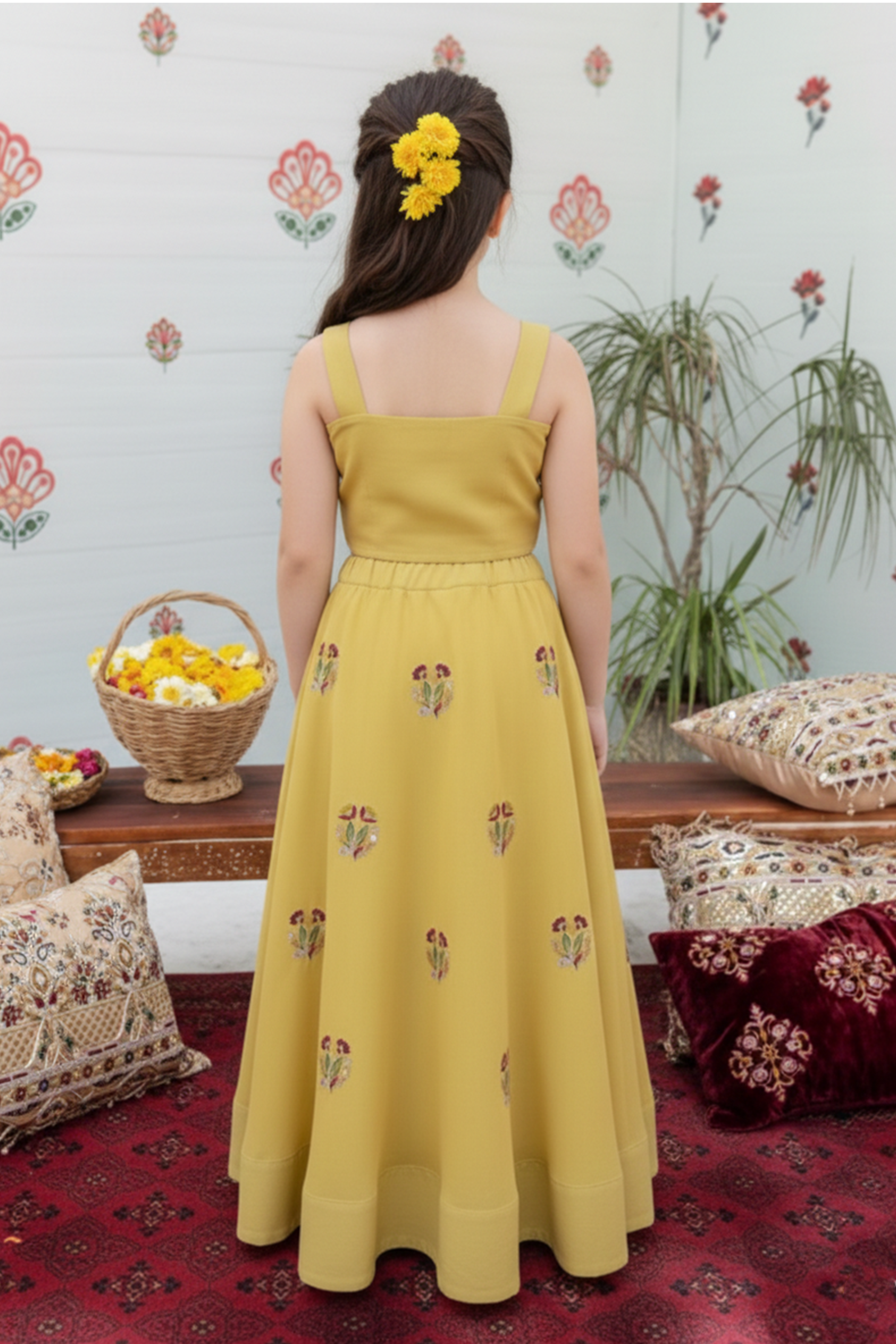 Tulips embroidered lehenga set