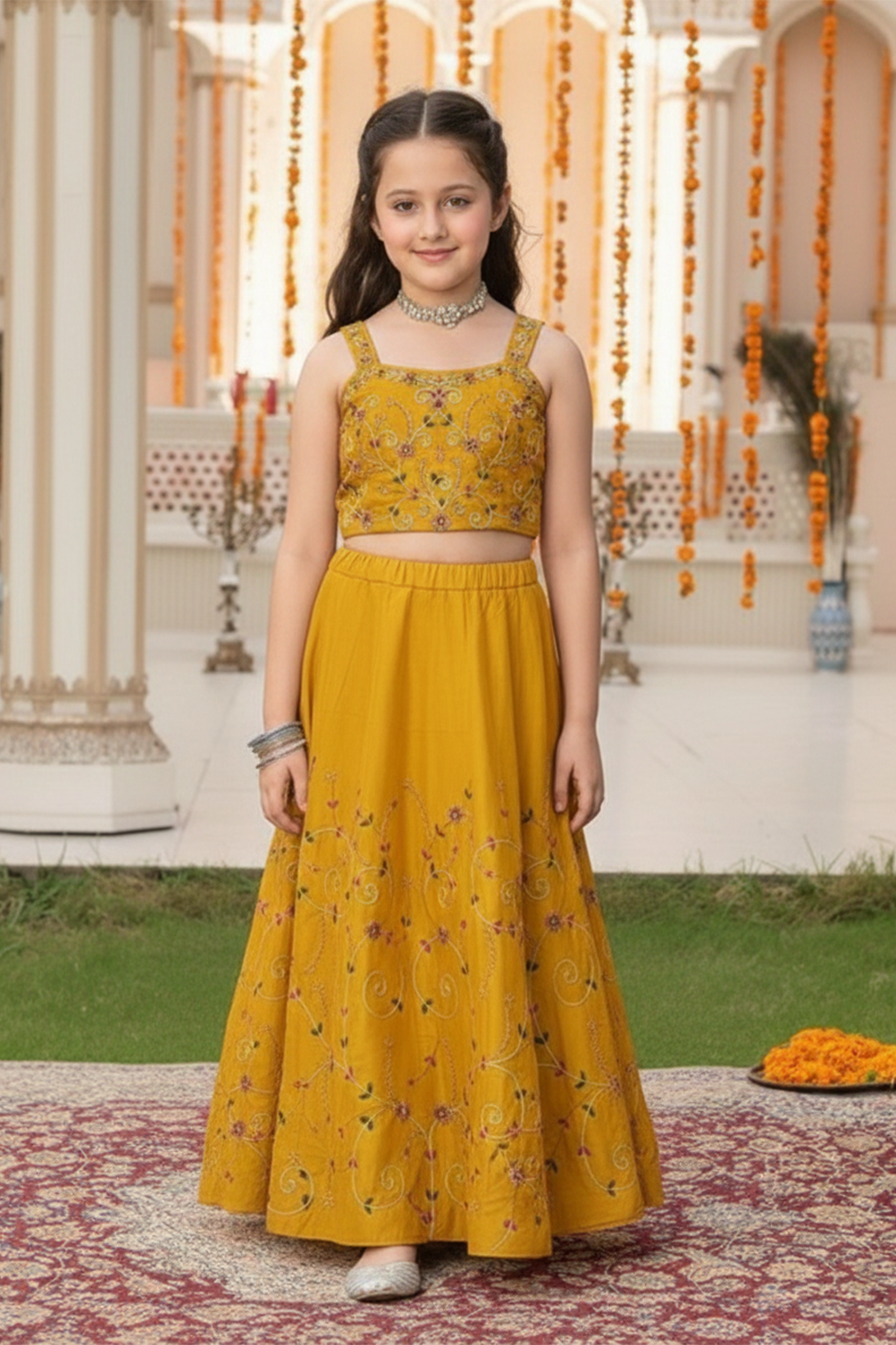 Yellow bloom embroidered lehenga set