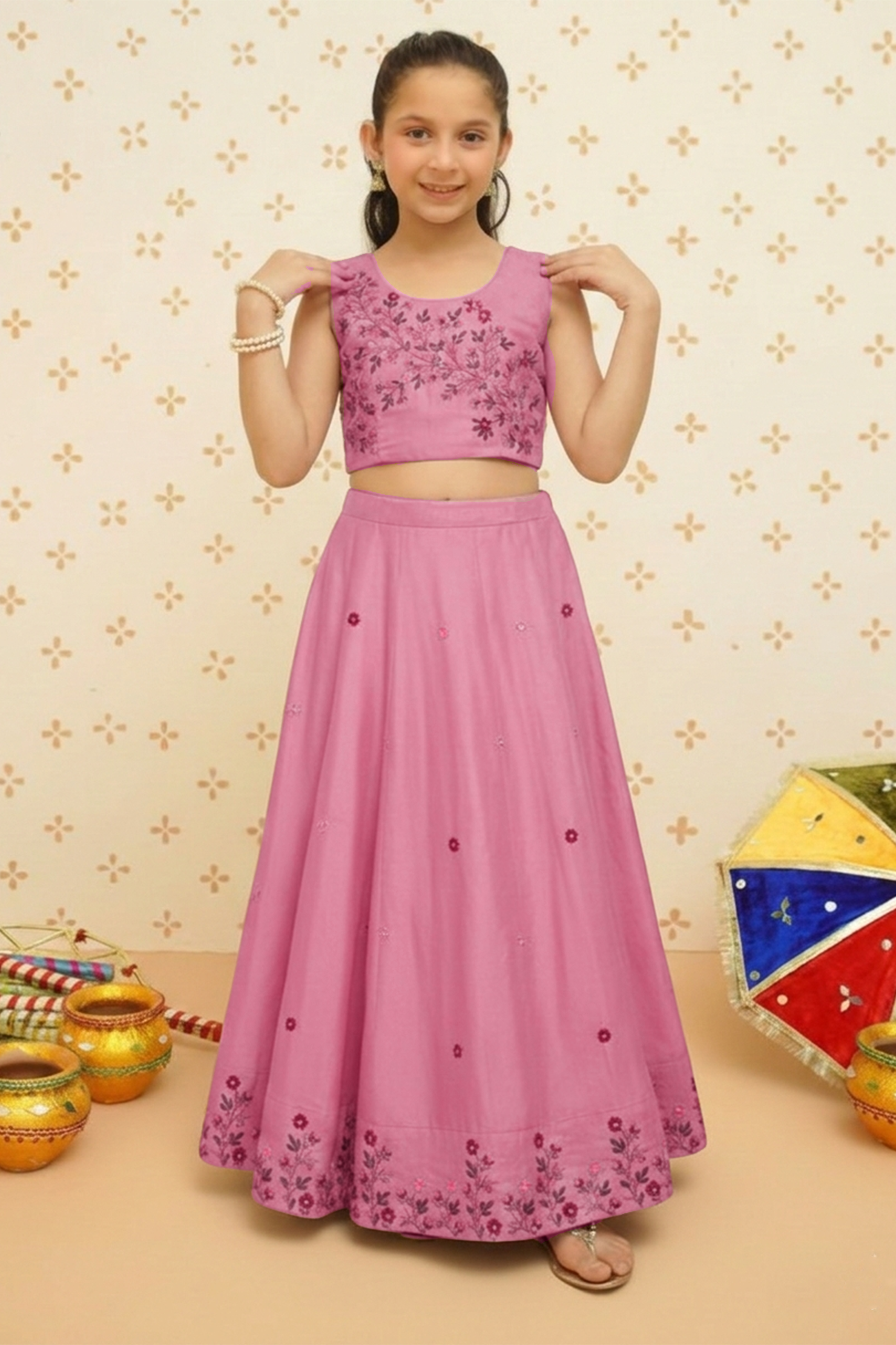 Deep Pink embroidery lehenga set