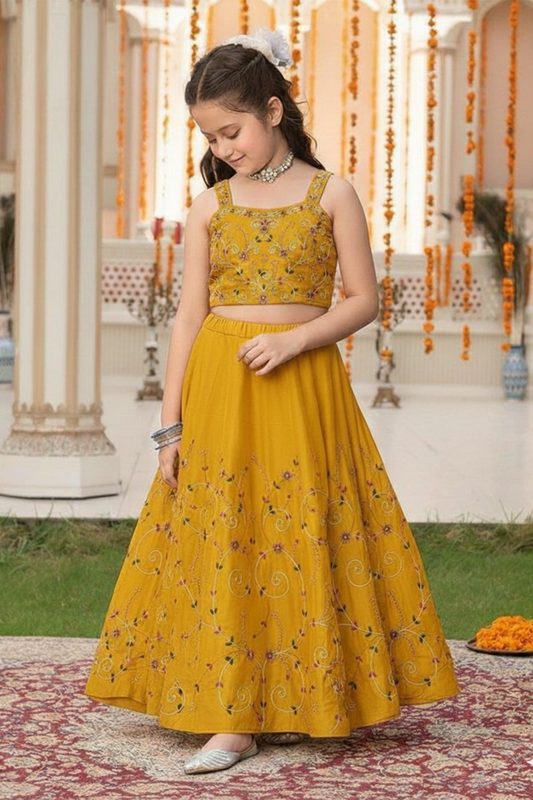 Yellow bloom embroidered lehenga set