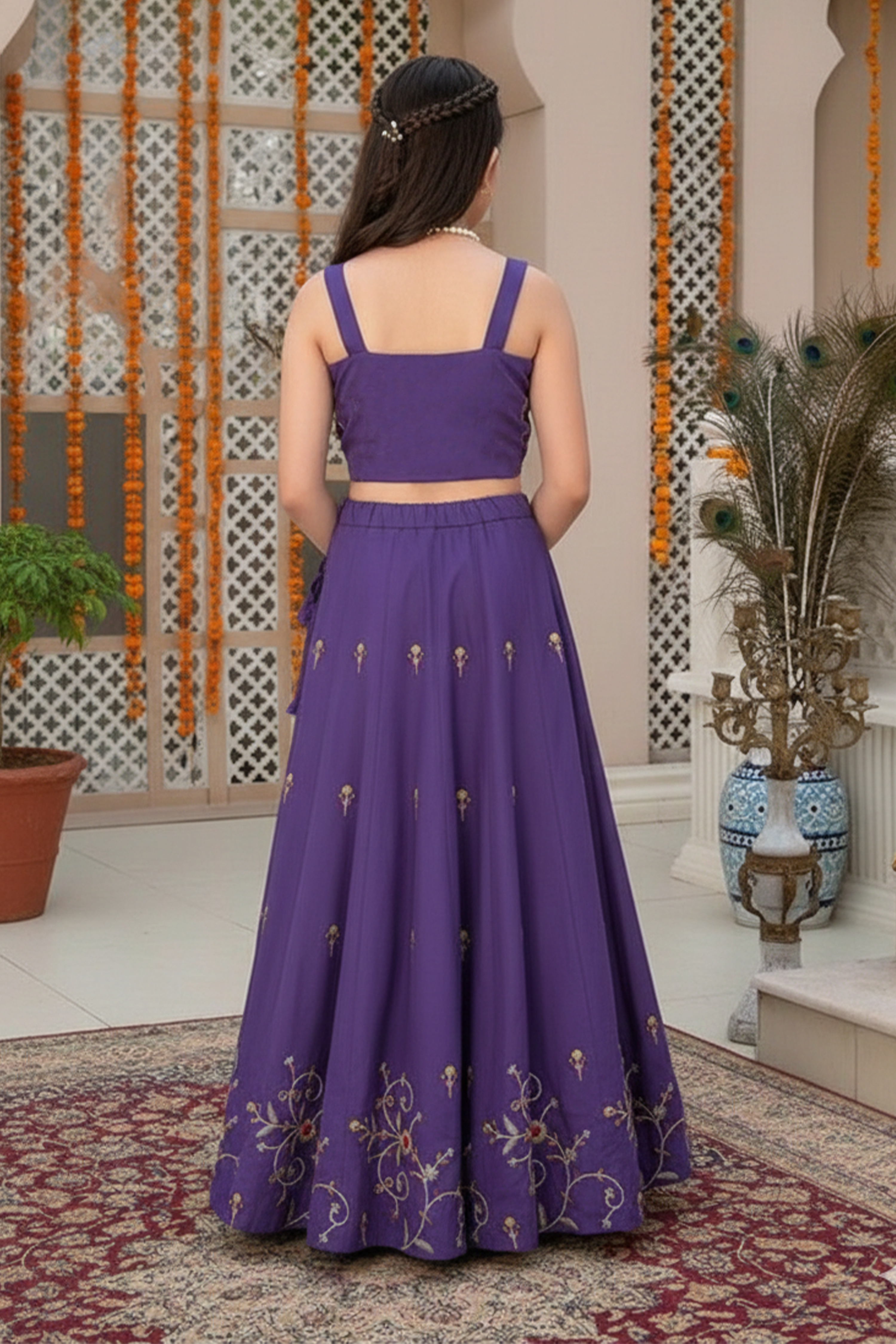 Purple harmony embroidery lehenga set