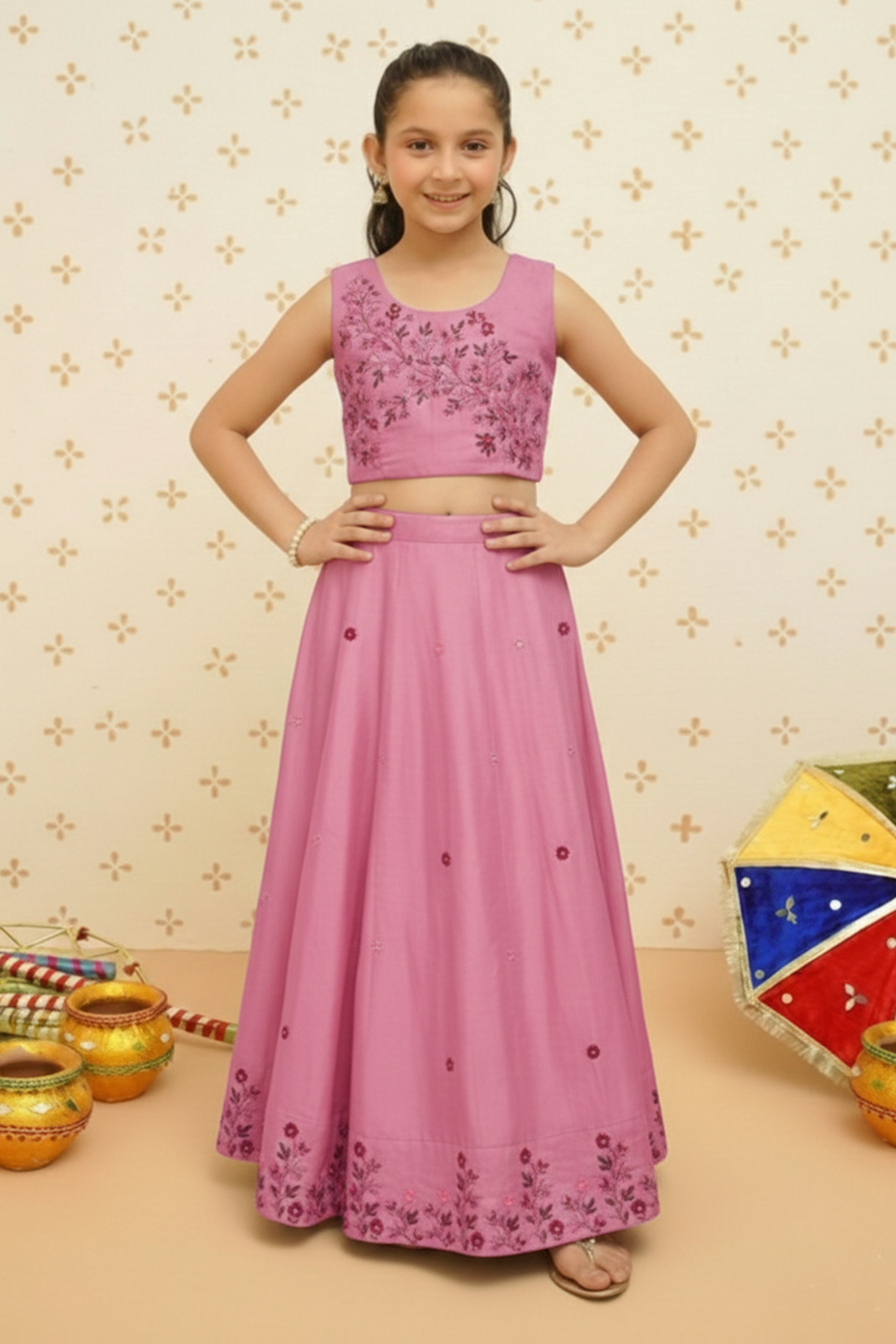 Deep Pink embroidery lehenga set