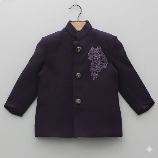 Tigeress embroidered sherwani with white pyjama