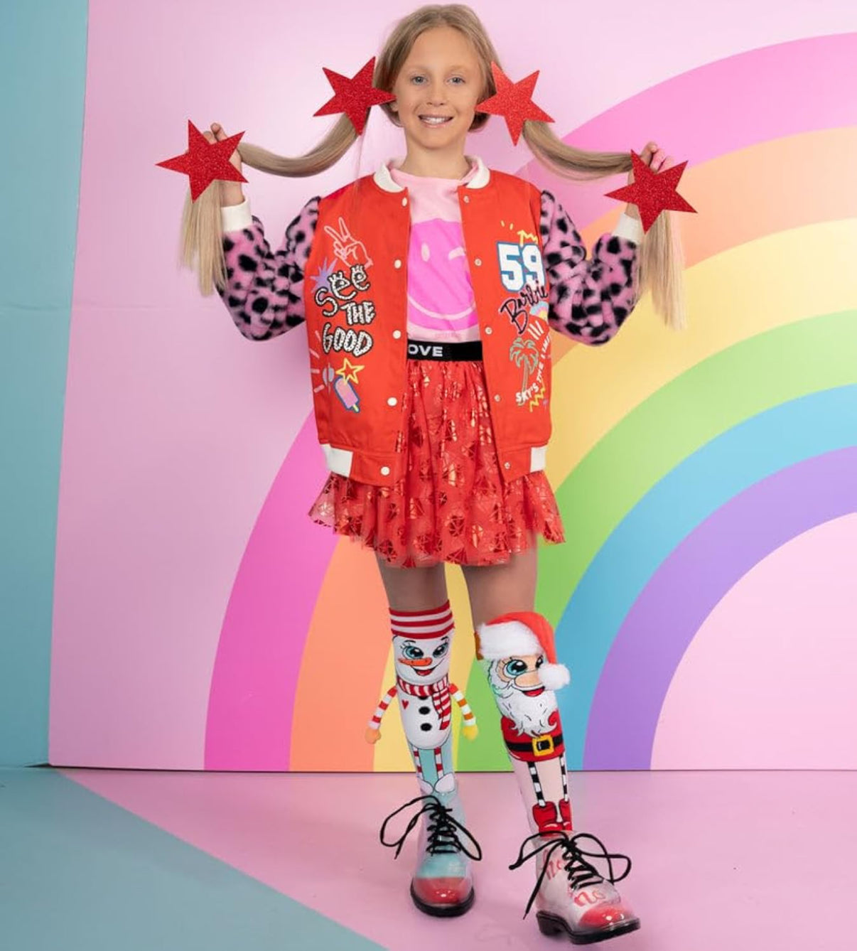 Premium quality Santa 3D knee high socks for your kiddos!