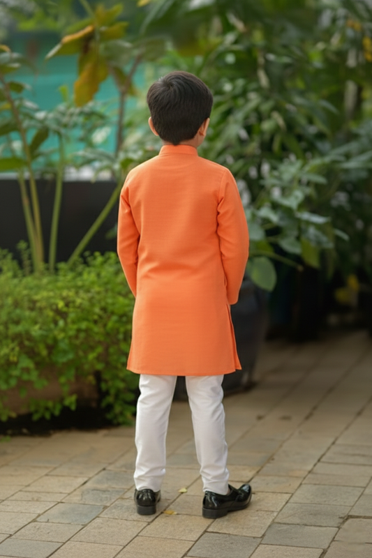Orange faux Mirror work kurta with pyjama
