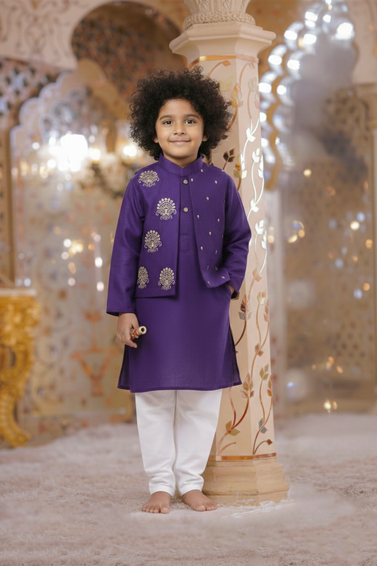 Faux jacket sequin embroidered kurta with pyjama