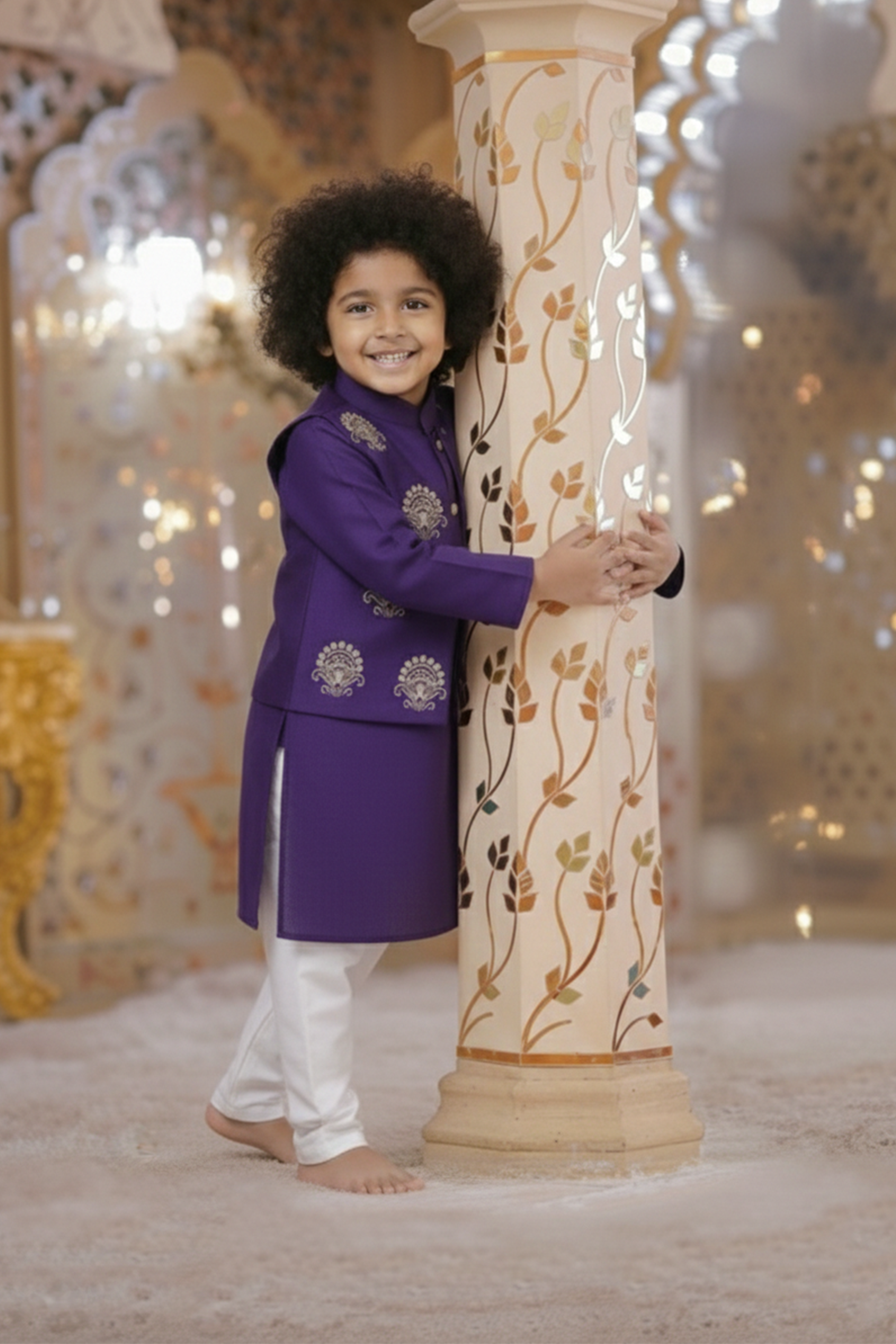 Faux jacket sequin embroidered kurta with pyjama