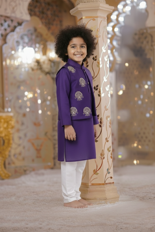 Faux jacket sequin embroidered kurta with pyjama