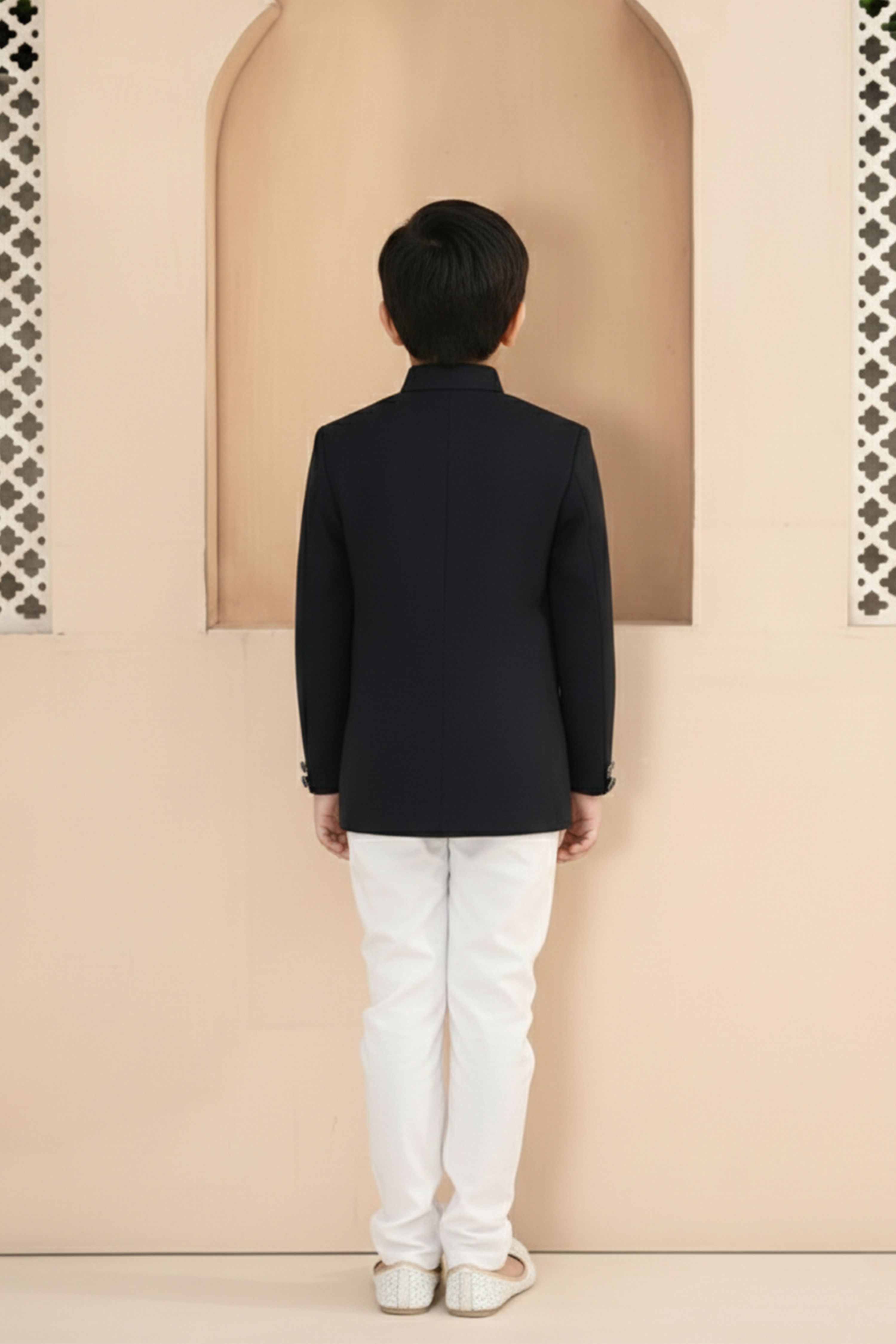 Equestrian horse embroidered velvet sherwani with pyjama