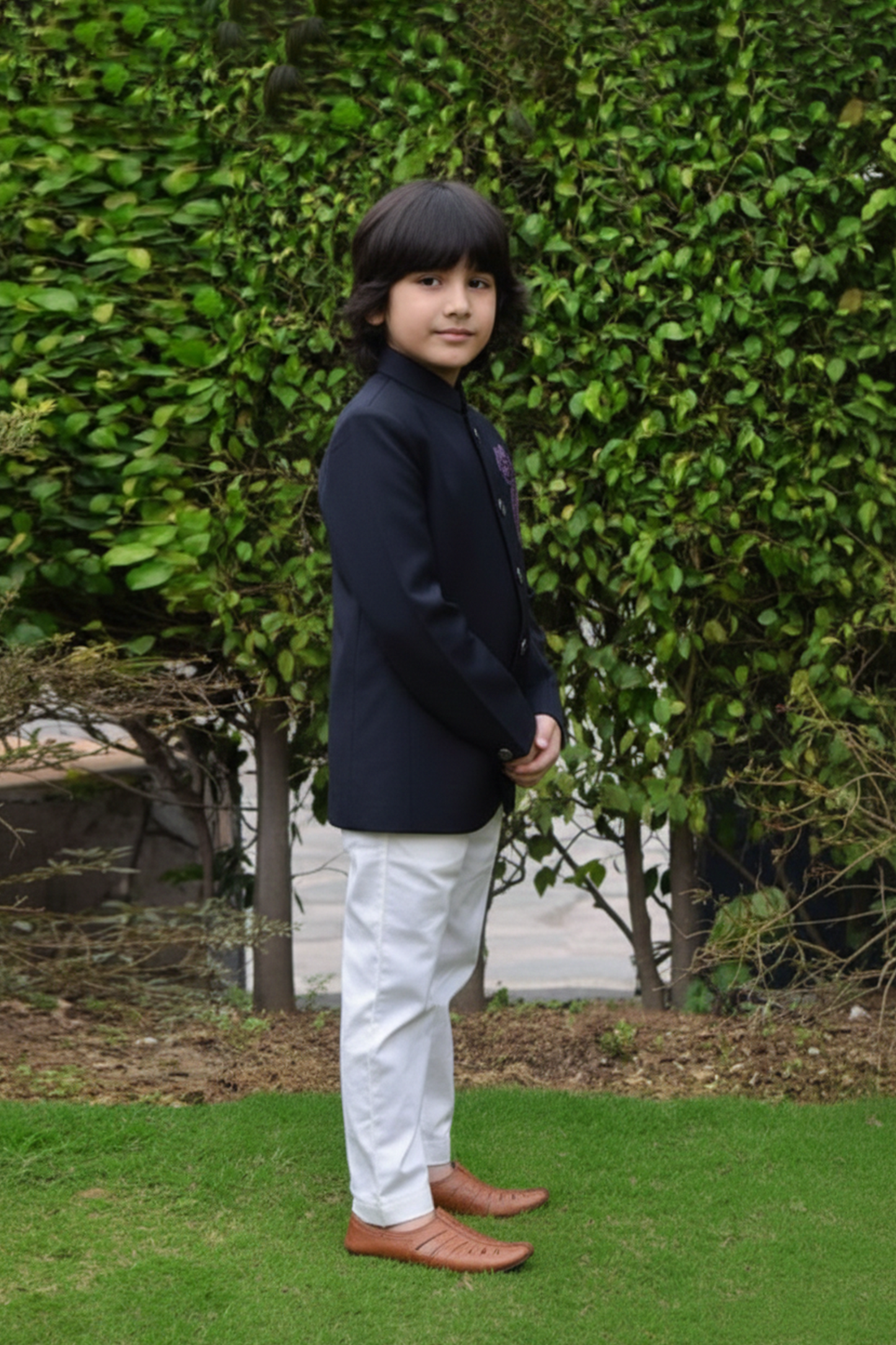 Tigeress embroidered sherwani with white pyjama