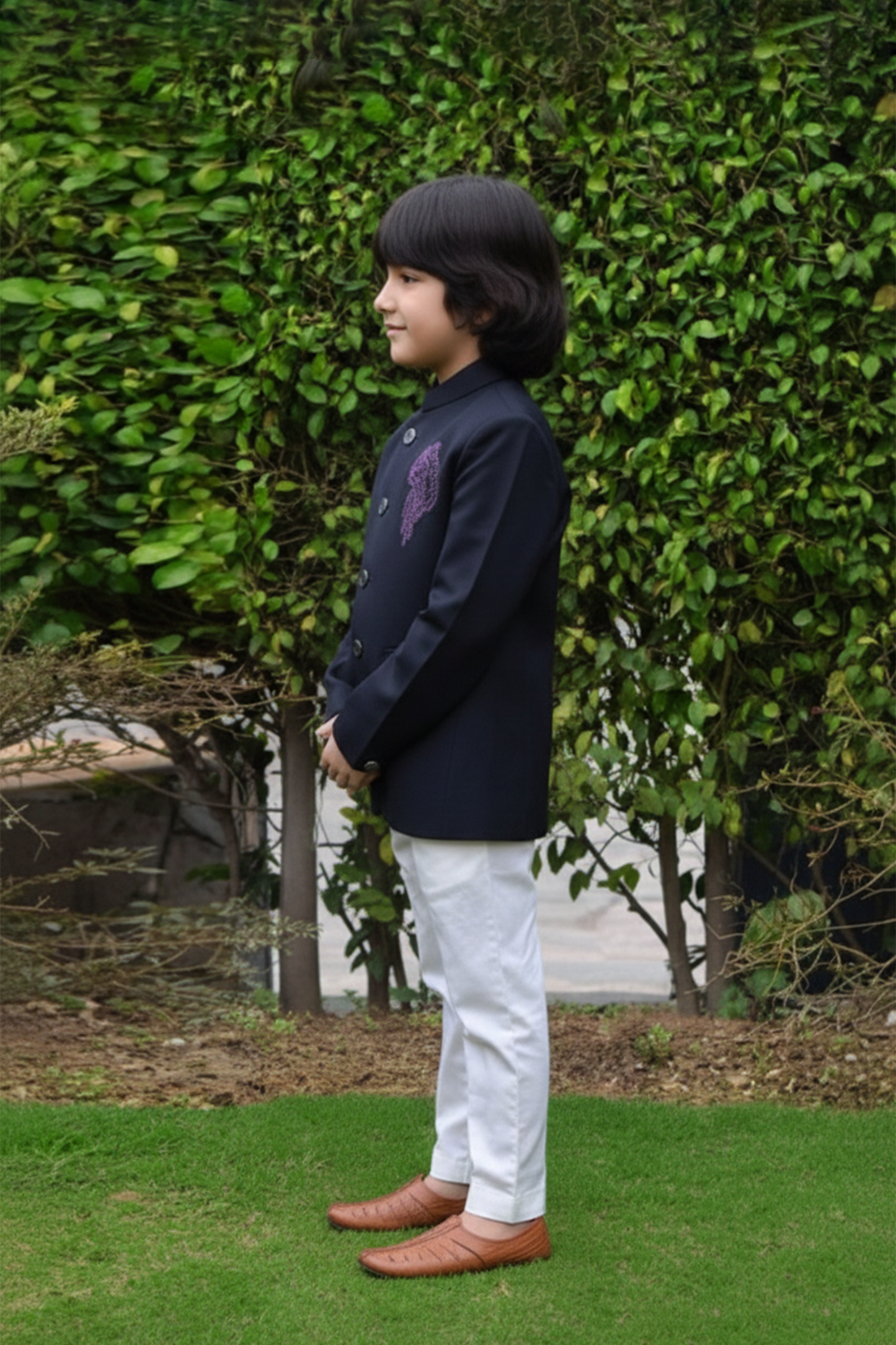 Tigeress embroidered sherwani with white pyjama