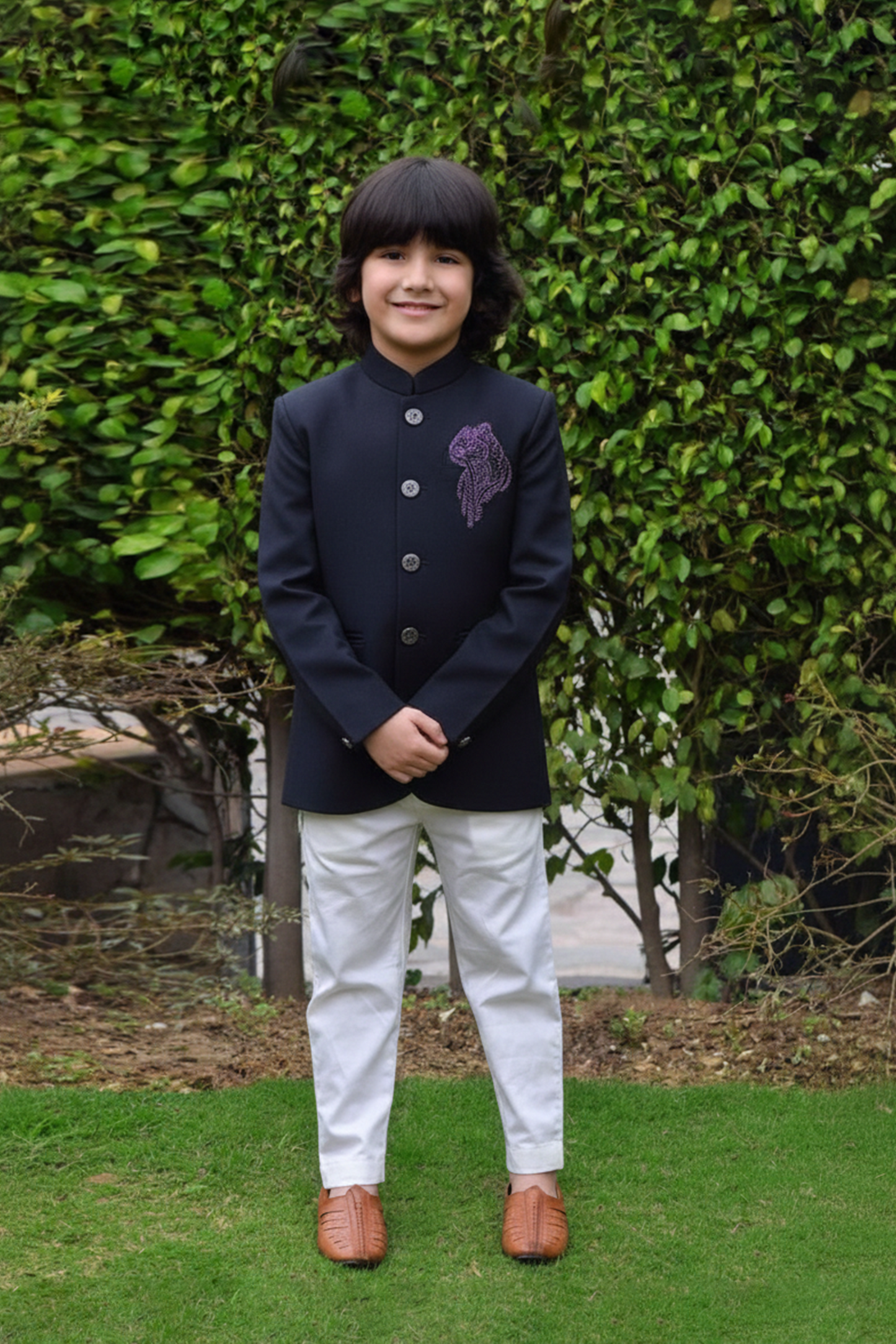 Tigeress embroidered sherwani with white pyjama
