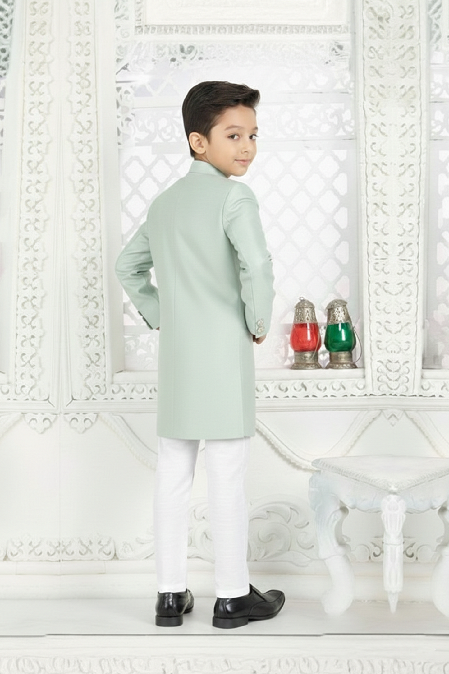 Crane embroidered sherwani with pyjama
