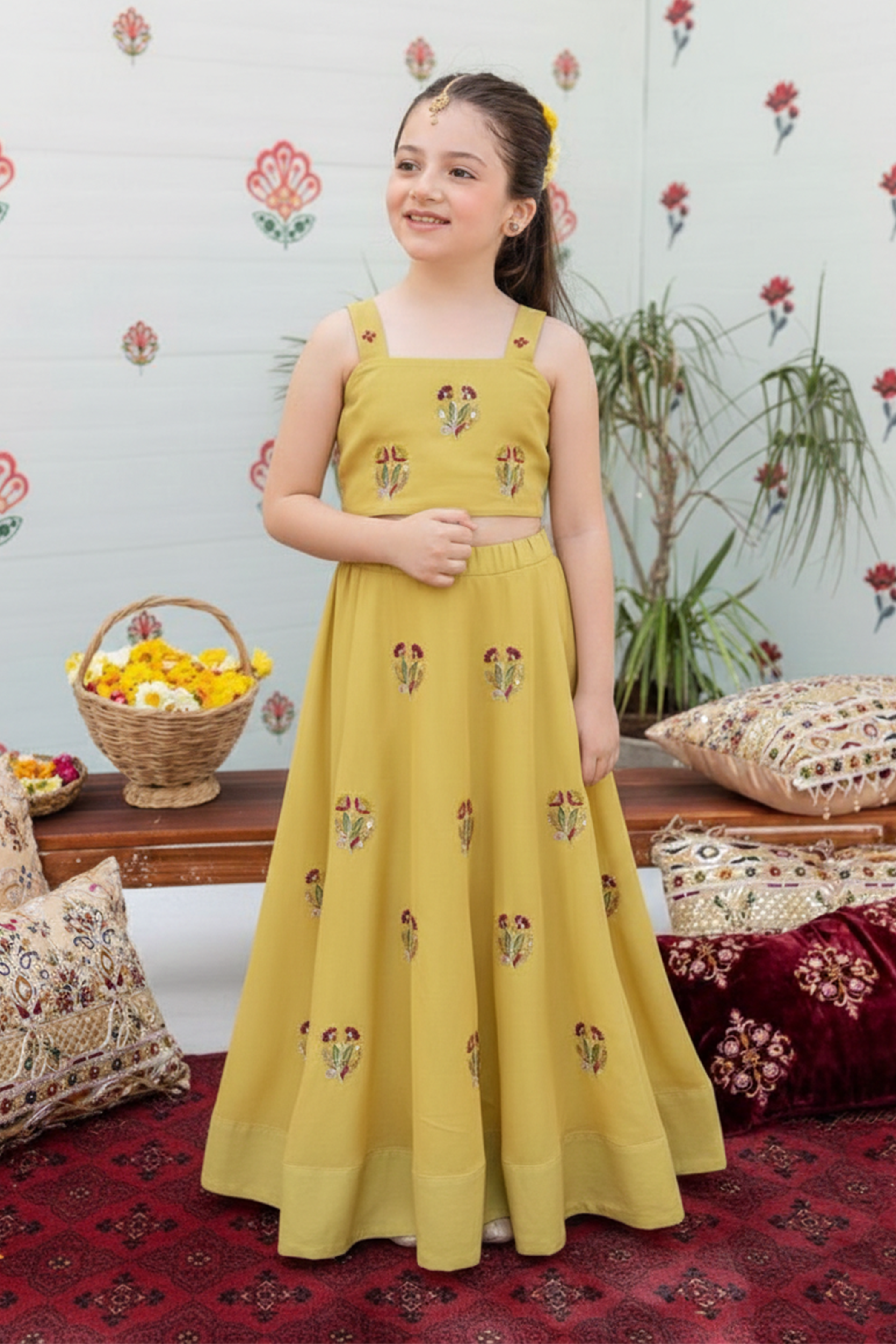 Tulips embroidered lehenga set