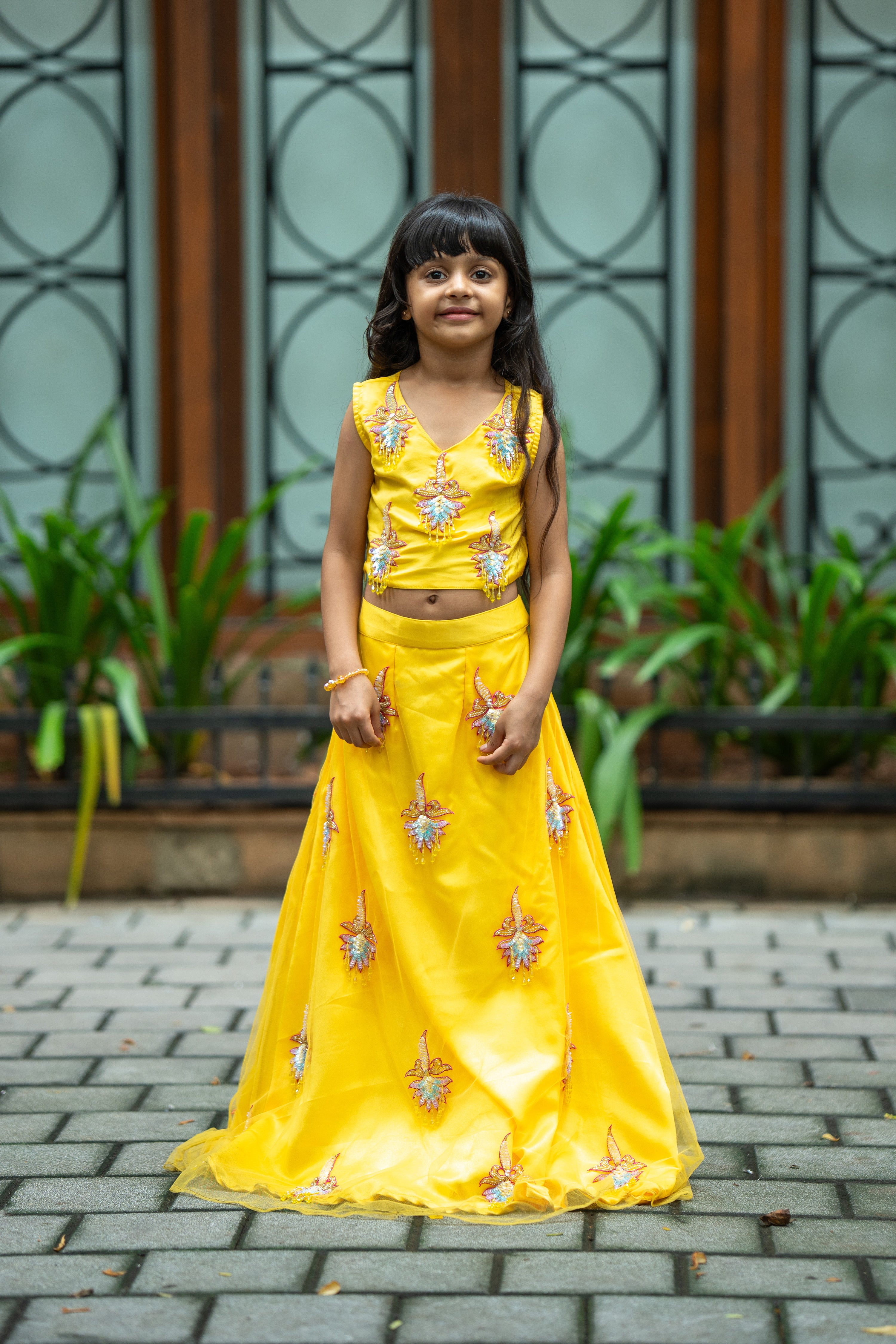 Golden blossom lehnga set
