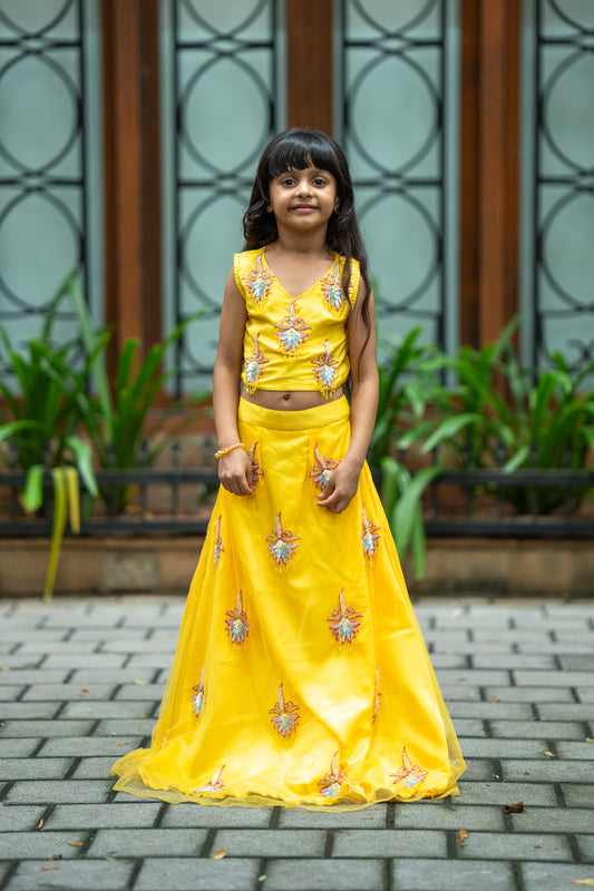 Golden blossom lehnga set