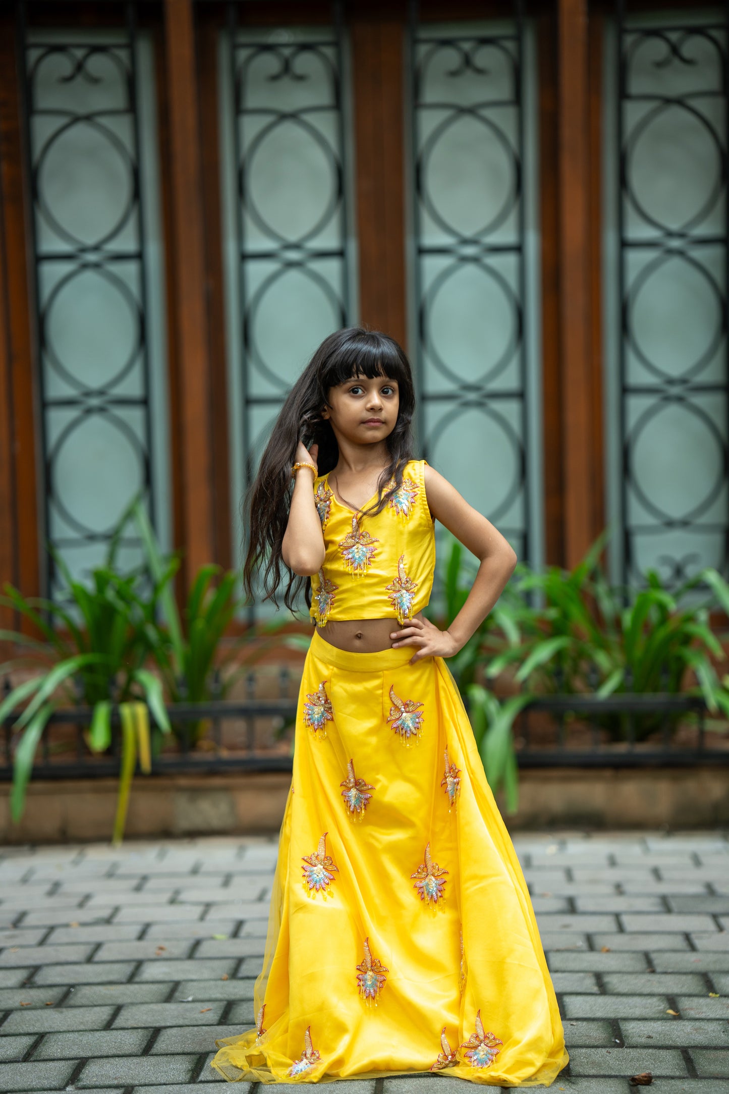 Golden blossom lehnga set