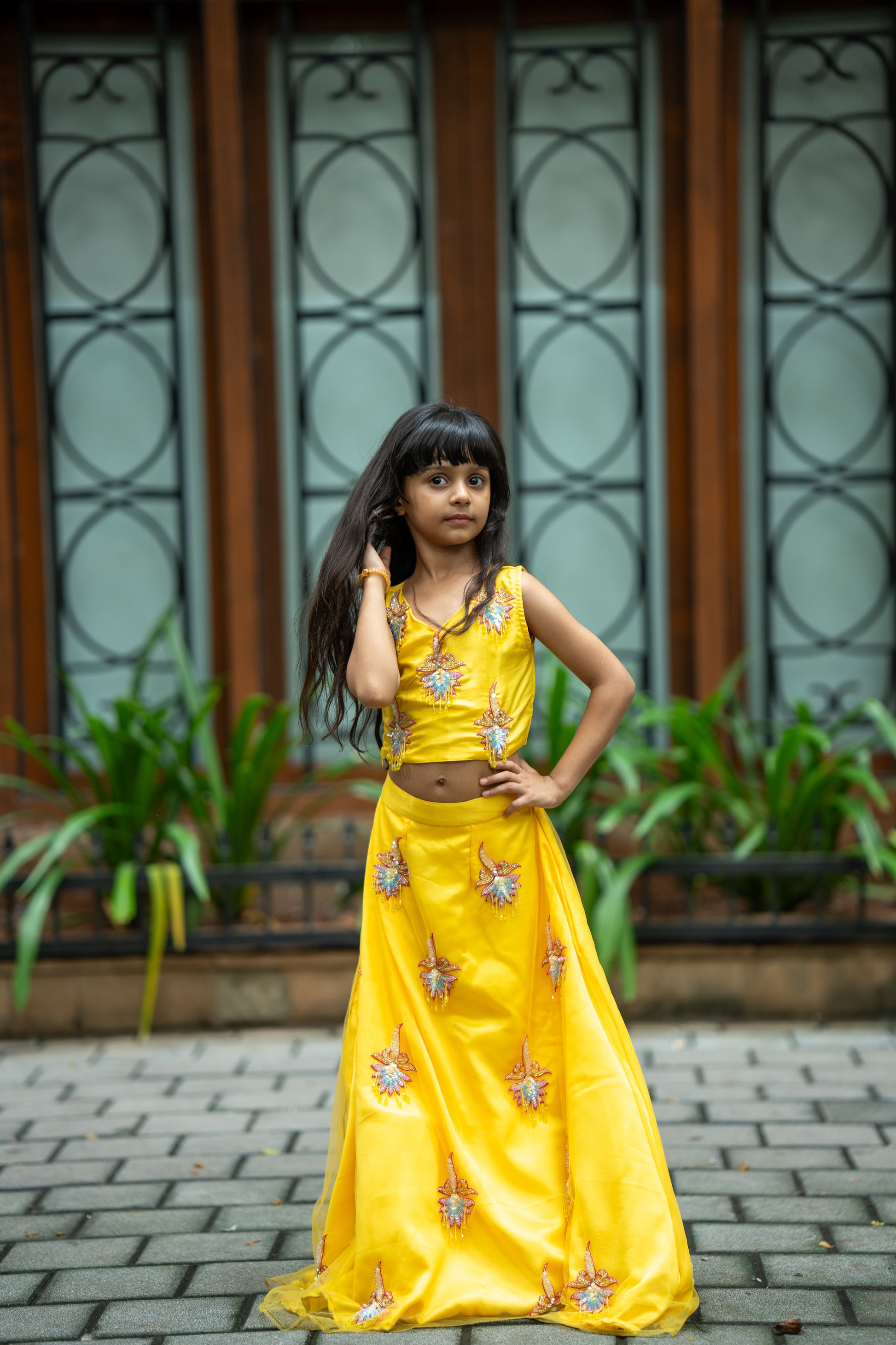 Golden blossom lehnga set