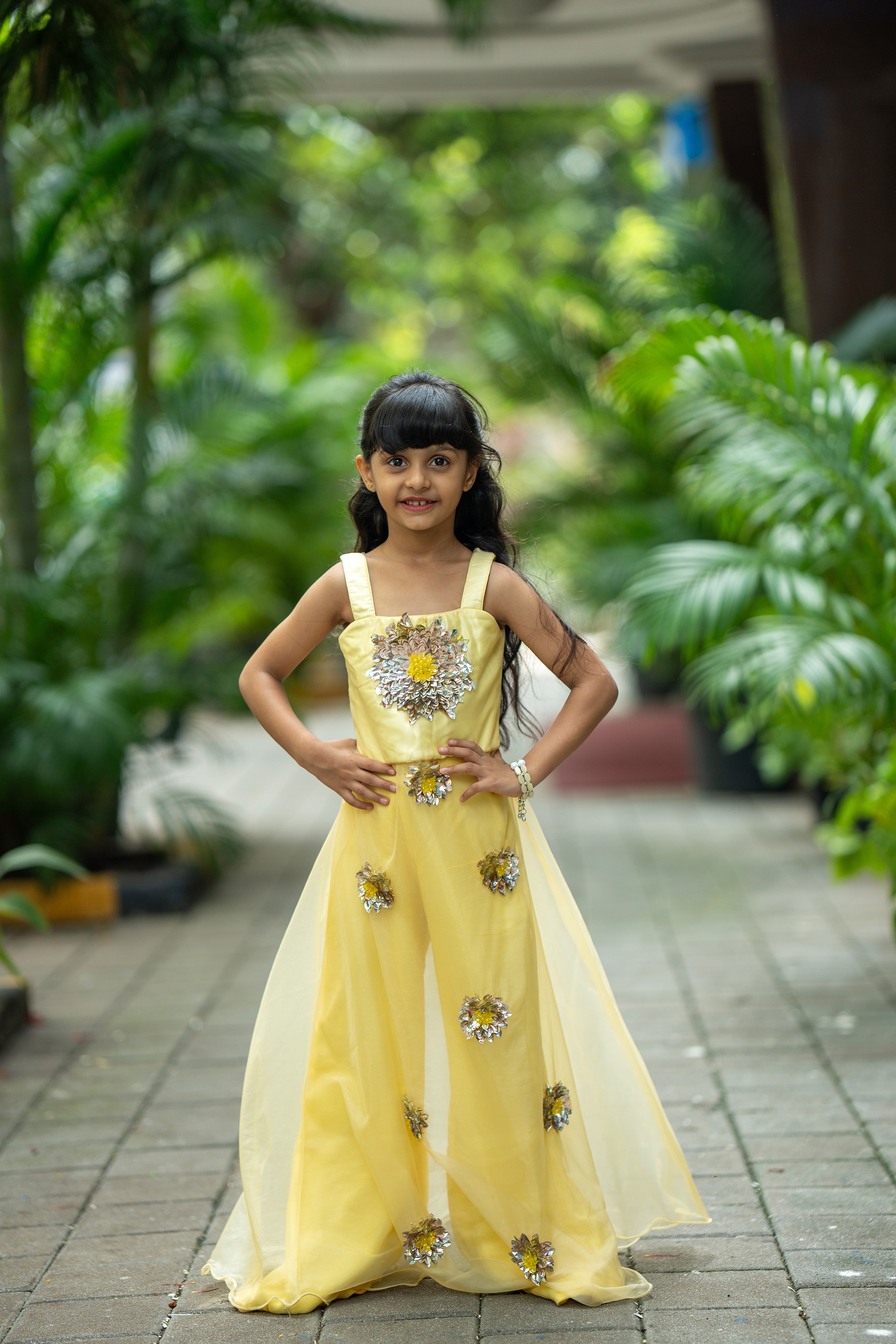 Yellow dahlia plazo set