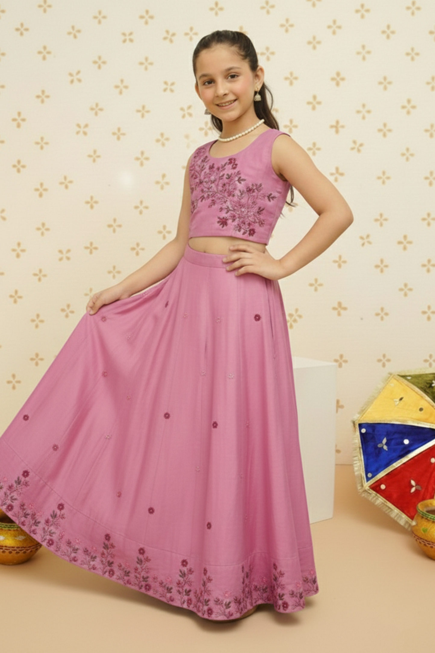 Deep Pink embroidery lehenga set