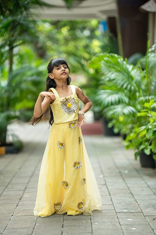 Yellow dahlia plazo set