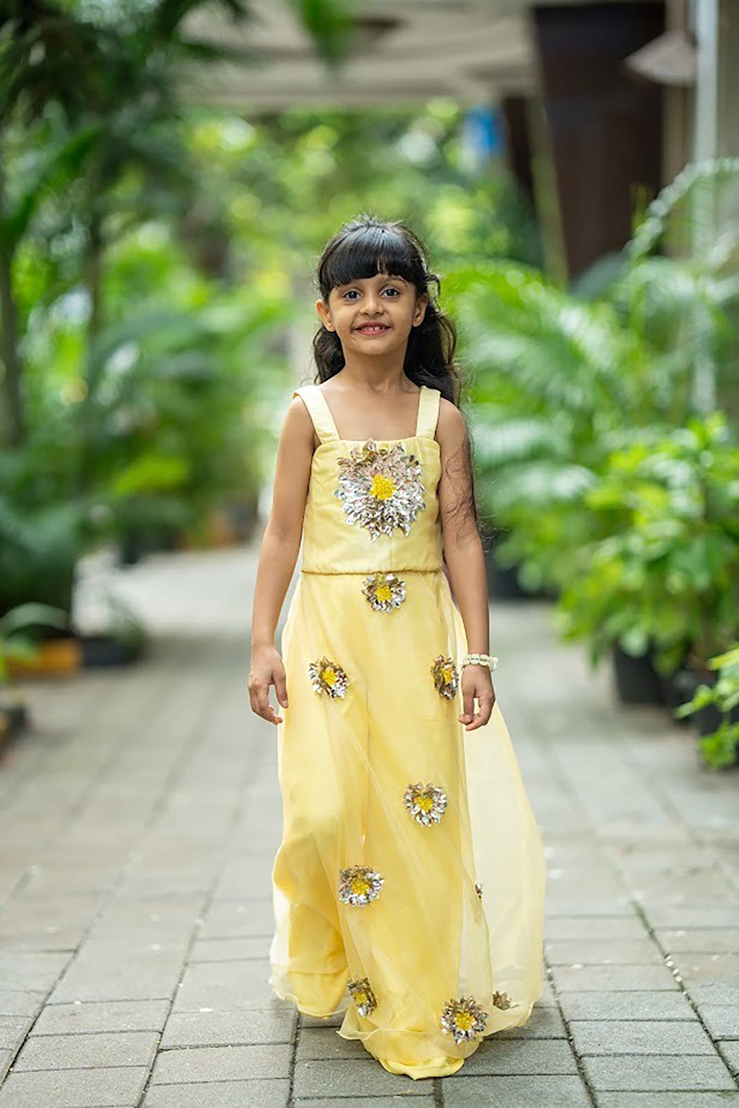 Yellow dahlia plazo set